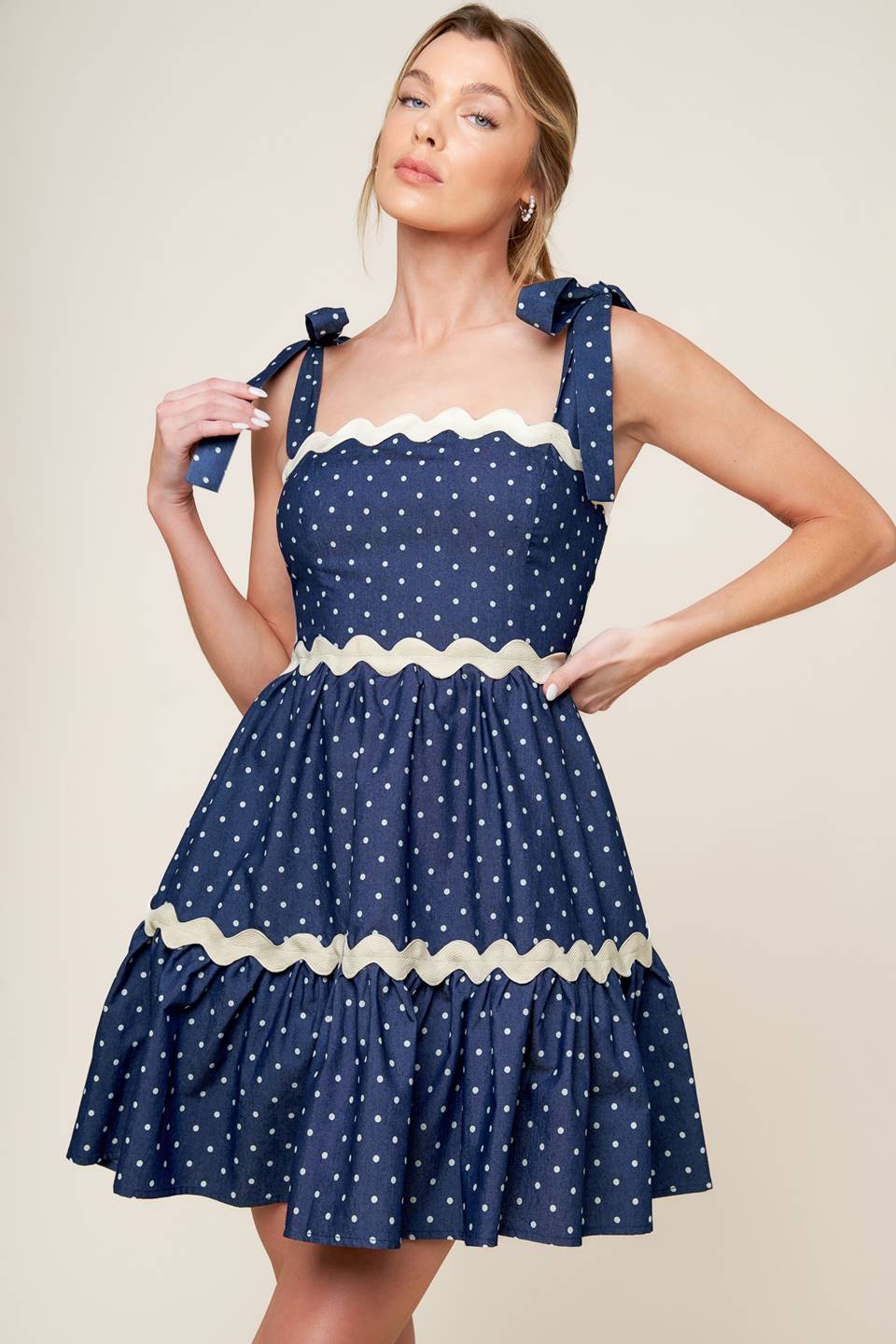 DIVINELY DOTTED WOVEN MINI DRESS Flying Tomato